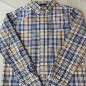 Janie and Jack Boys Button Down | Plaid | Blue/Yellow | Size 8